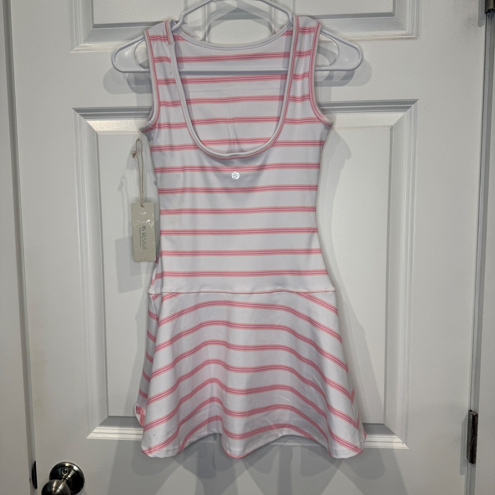 AS Revival Pink White Striped Sleeveless Sports Active Mini Dress Size Small - Picture 7 of 8